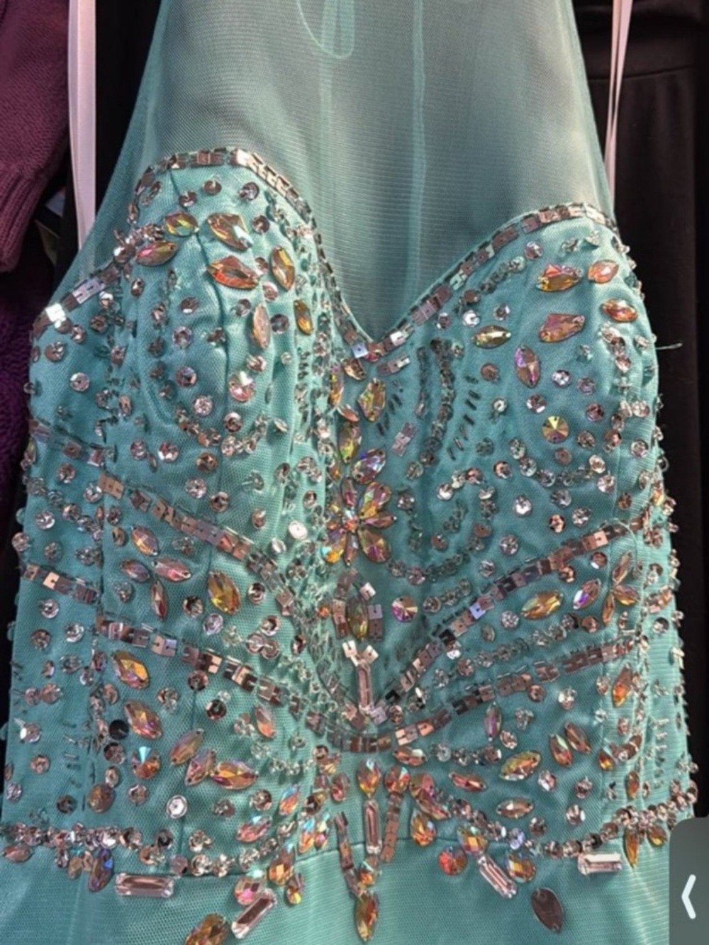 Aqua Beaded Sweetheart Neckline Dress